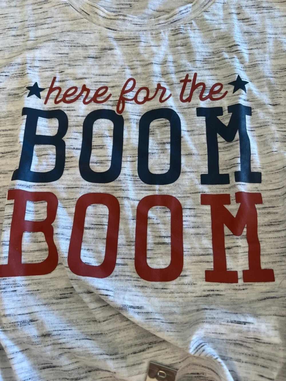 Women’s Gray Knit Tank Top with Red & Navy 'Boom Boom' Graphic - Picture 3 of 7
